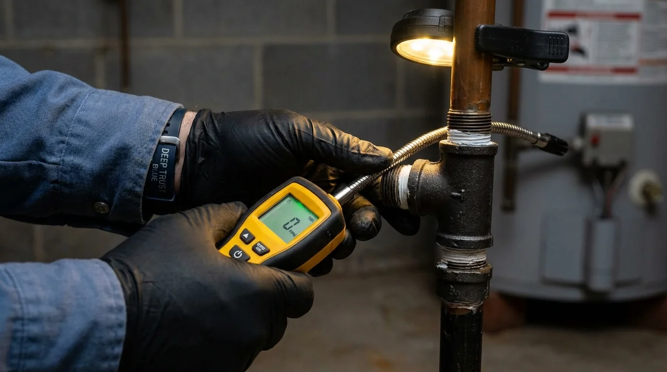 Gas leak detection with electronic sniffer by Johns Plumbing LLC in Laurens