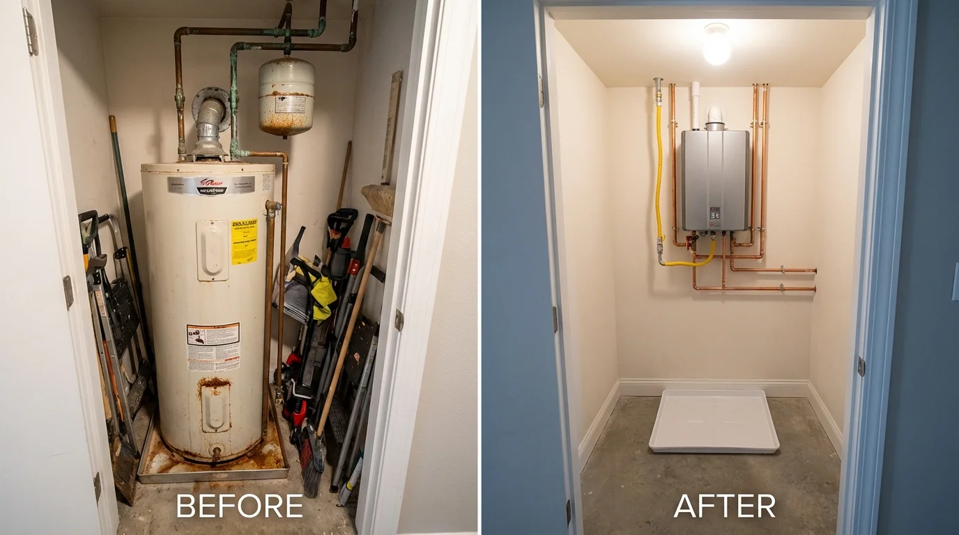 Tank water heater versus wall-mounted tankless unit comparison for Laurens, SC homeowners